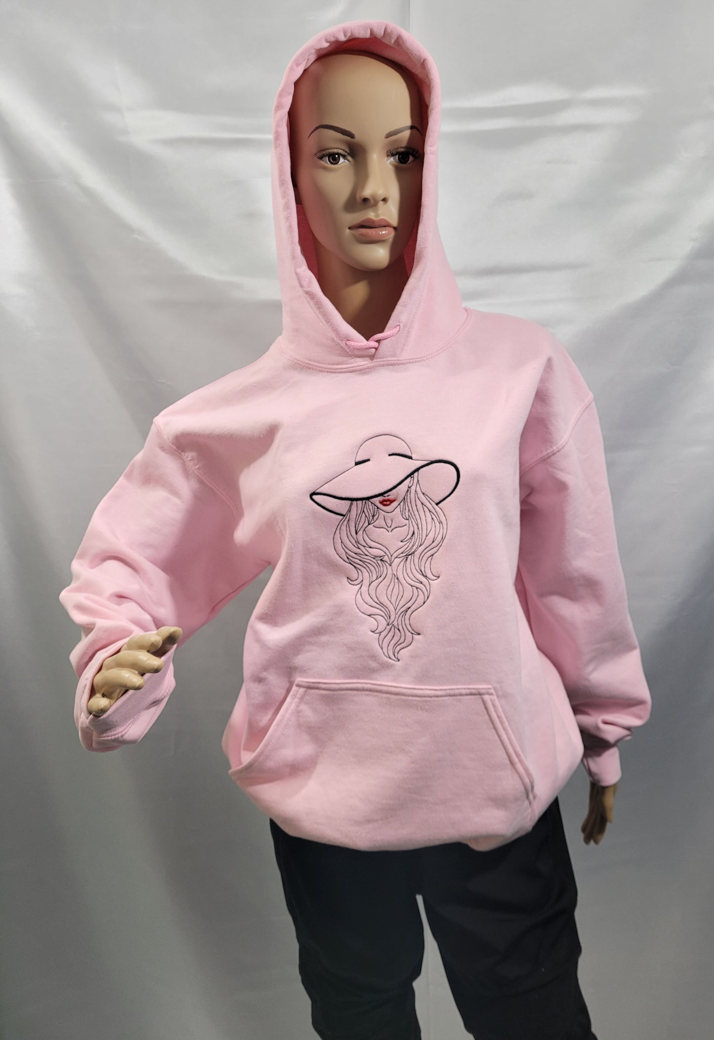 Hoodie with lady with hat design