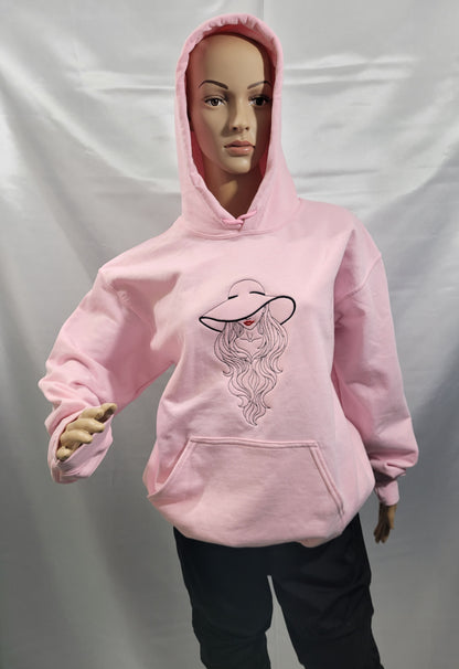 Hoodie with lady with hat design