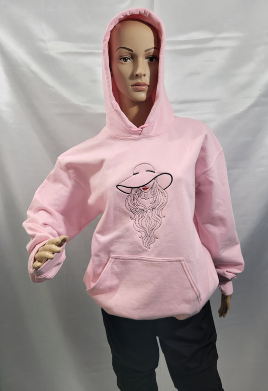 Hoodie with lady with hat design