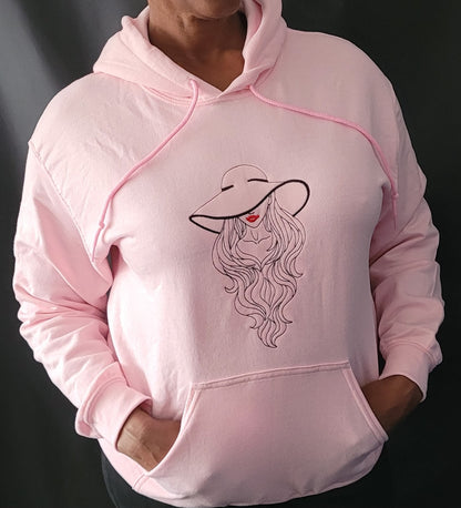 Hoodie with lady with hat design