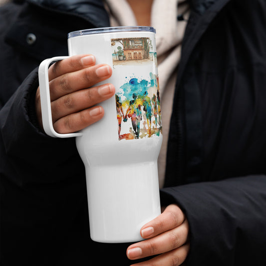 Travel mug with a handle